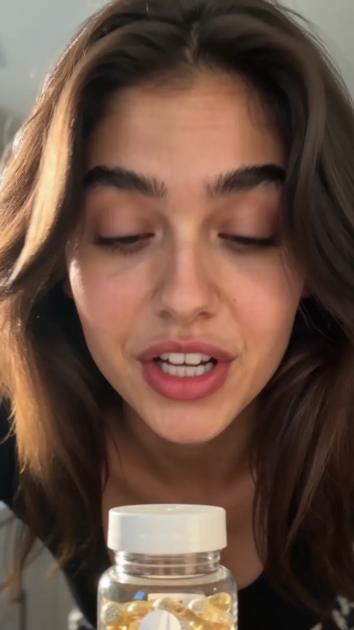 Creator presenting a supplement product directly to camera